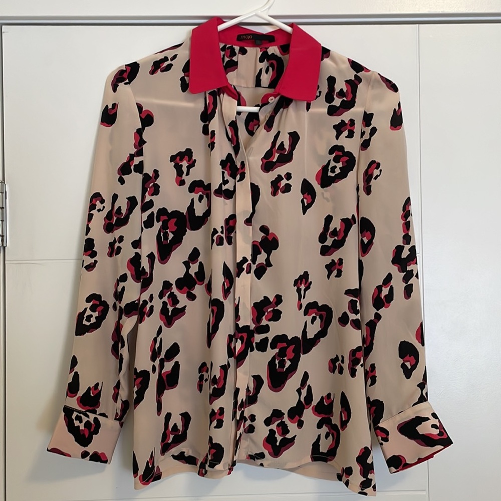 Maje Cheetah Print Blouse